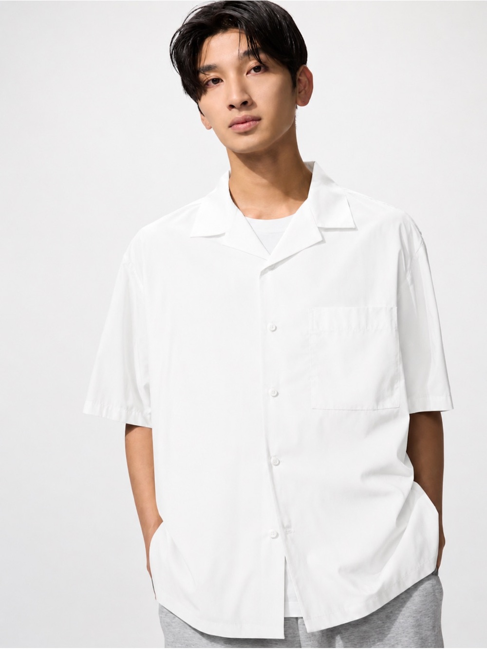 Uniqlo open cotton linen blend polo shirts